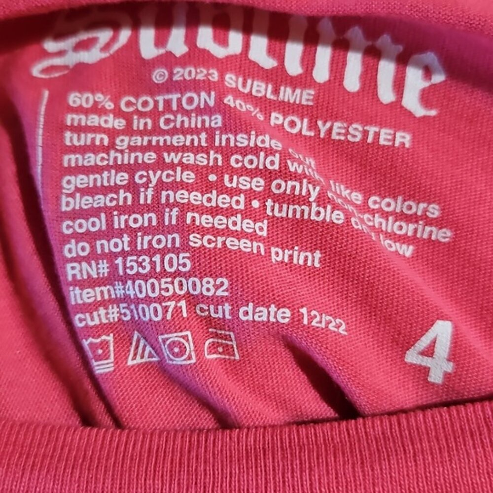 Torrid Sublime Relaxed Fit Cotton Distressed Tunic T-Shirt Tee Top Pink Yellow - Picture 3 of 3